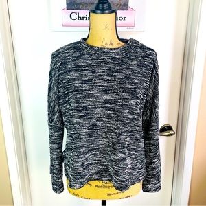 Madewell Women Small Sweater Black White Button Shoulder Sweatshirt Winter